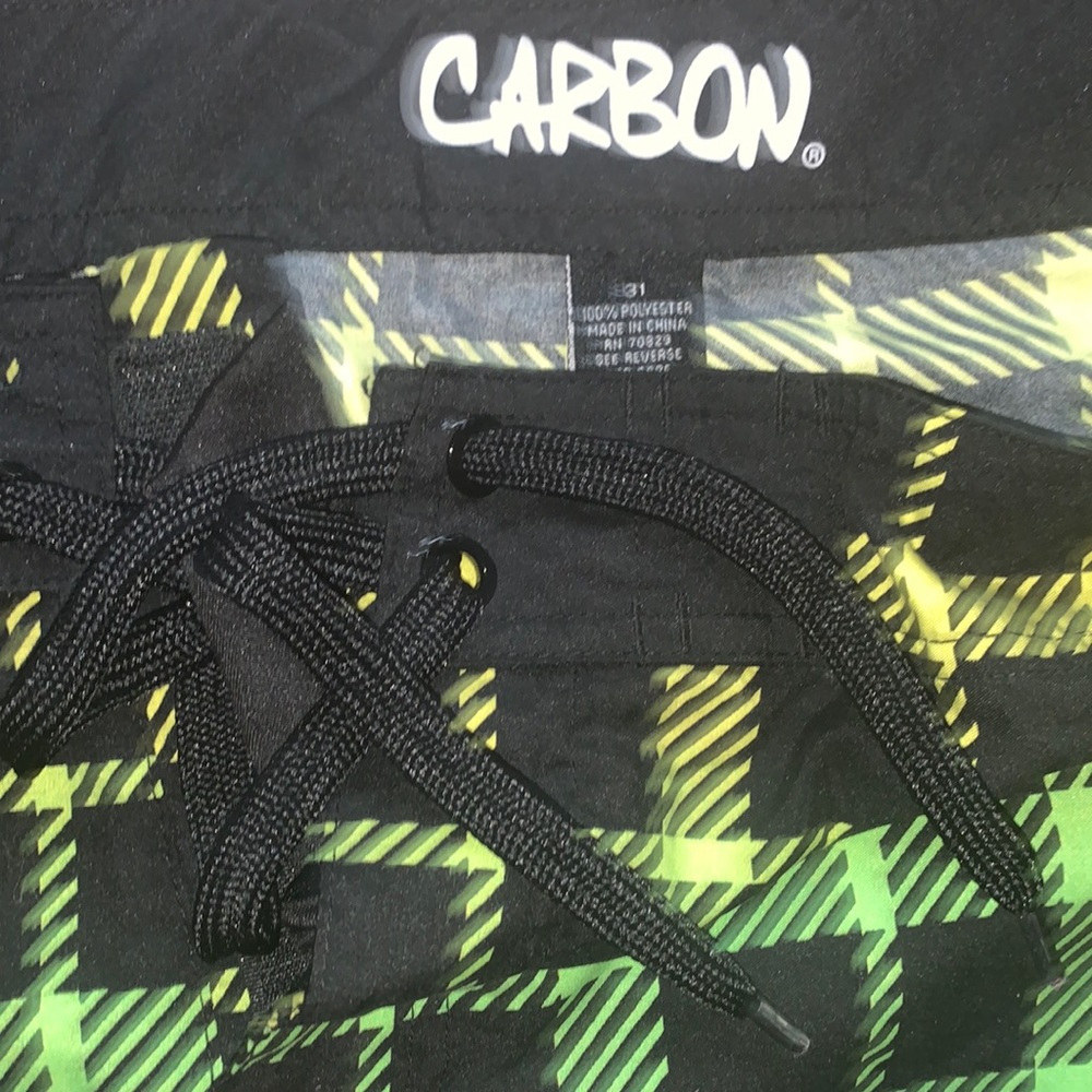Carbon swimsuit size 31 black,green,yellow,blue plaid